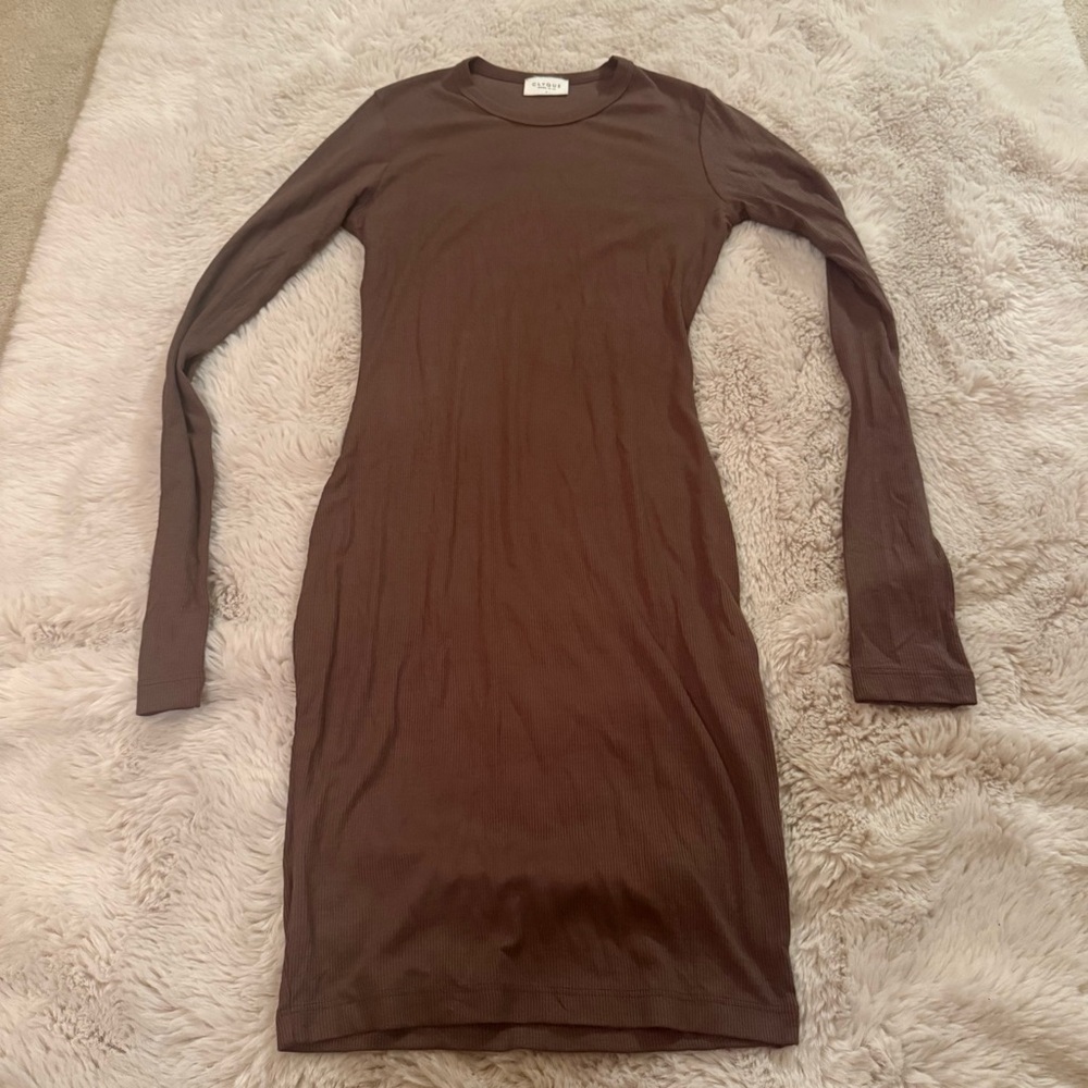 Long Sleeve Knit Dress in Brown